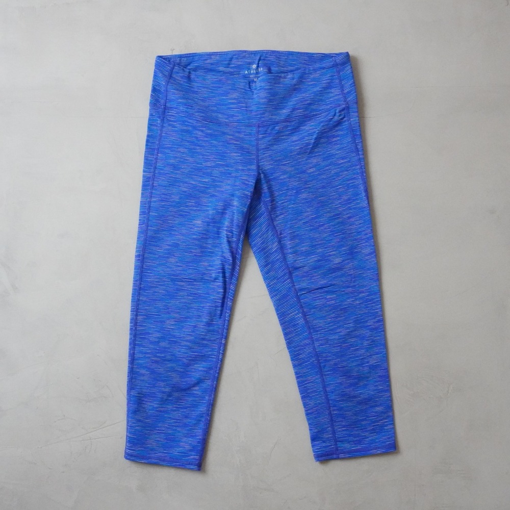 Athleta Womens Space Dye Cropped Leggings Blue Purple Activewear Size M